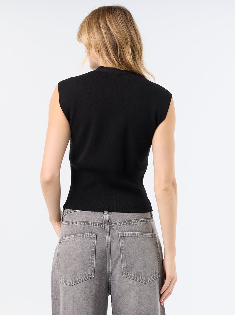 Gilet sans manches avec boutons dorés Noir - Kiabi