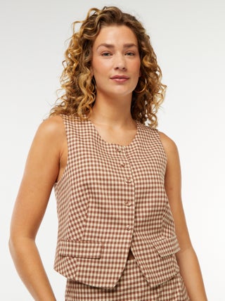 Gilet sans manches carreaux vichy