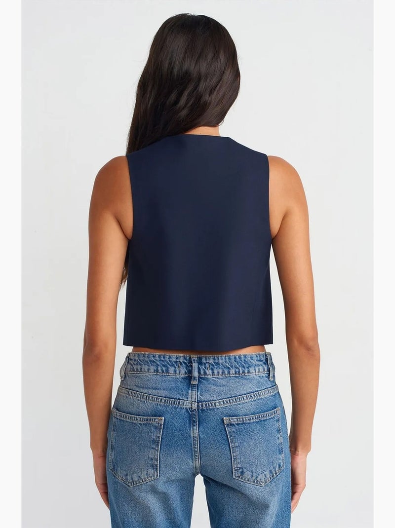 Gilet sans manches court femme dilvin Bleu marine - Kiabi
