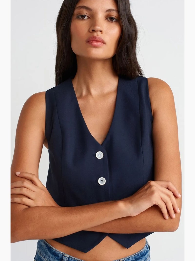 Gilet sans manches court femme dilvin Bleu marine - Kiabi