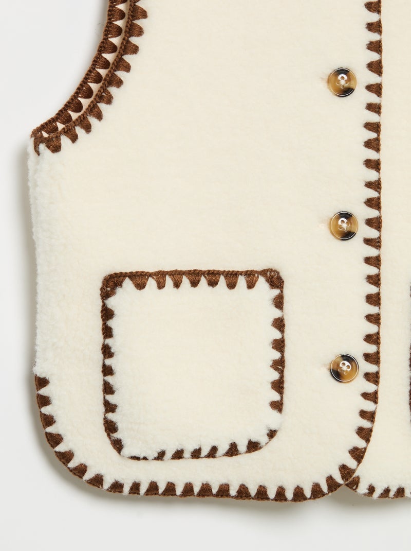 Gilet sans manches effet moutonné Beige - Kiabi