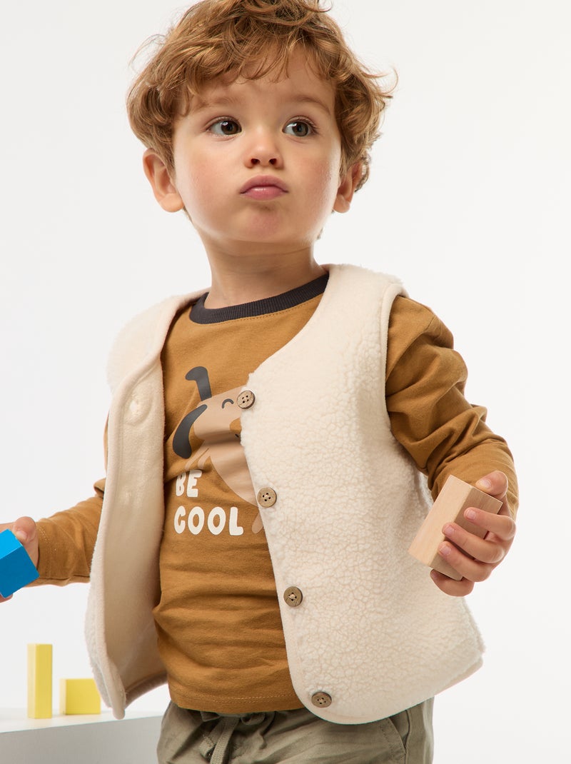 Gilet sans manches effet moutonné Blanc - Kiabi