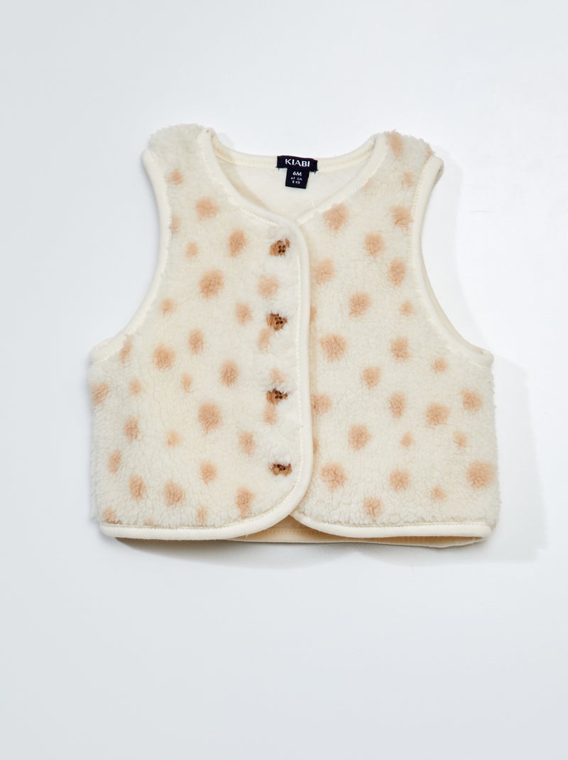 Gilet sans manches effet moutonné Blanc/beige - Kiabi