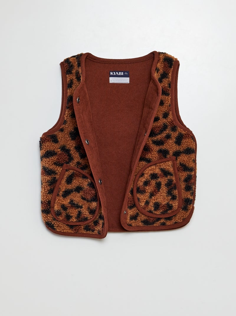 Gilet sans manches effet moutonné MARRON - Kiabi