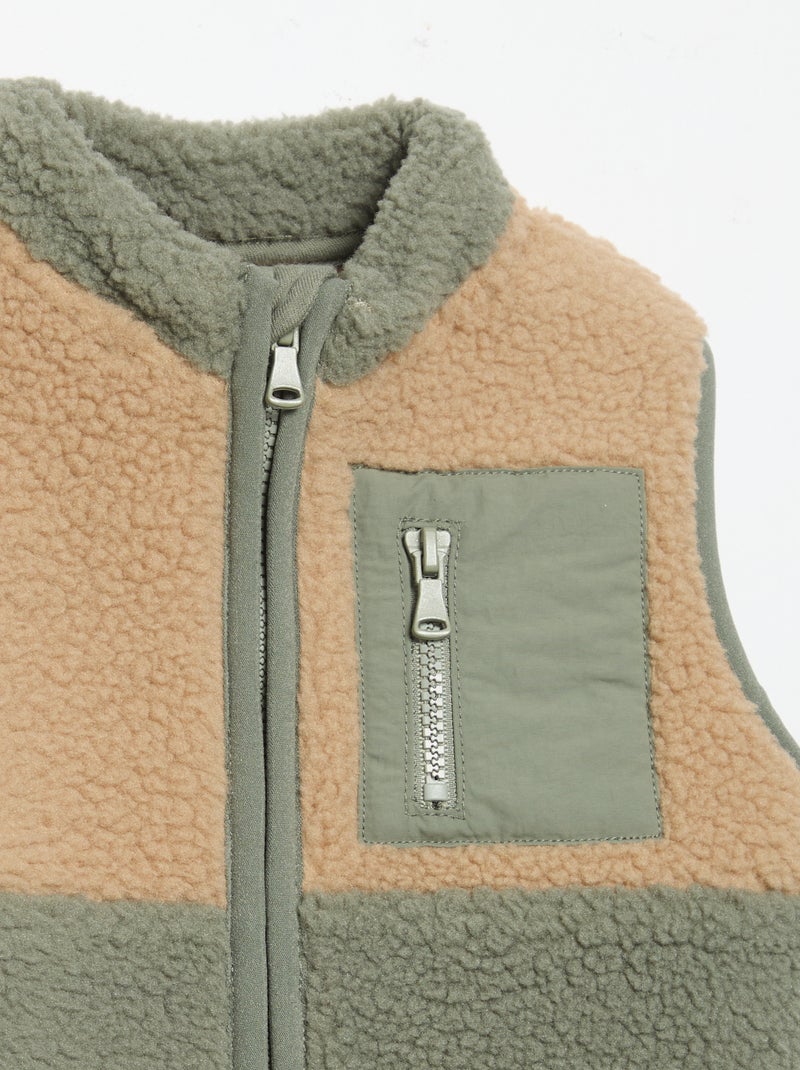 Gilet sans manches effet moutonné Vert - Kiabi
