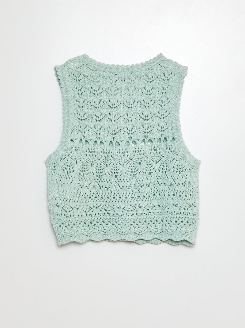 Gilet sans manches en crochet VERT - Kiabi