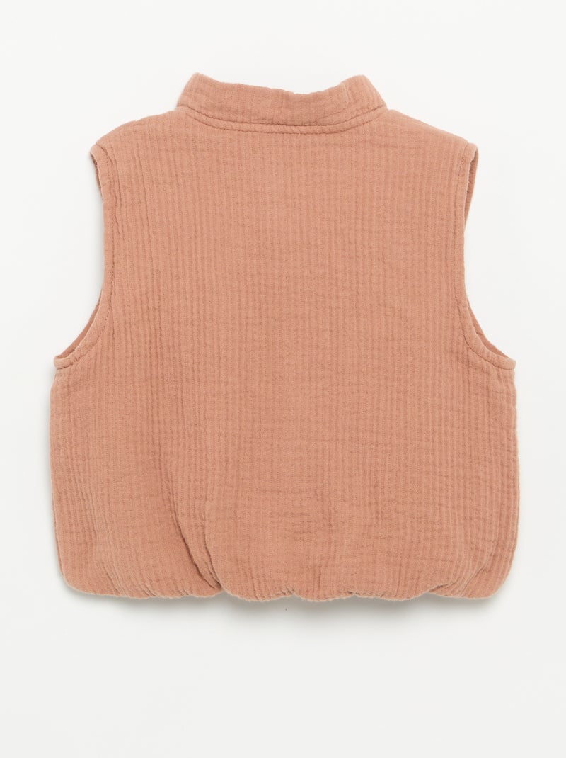 Gilet sans manches en double gaze de coton Marron - Kiabi