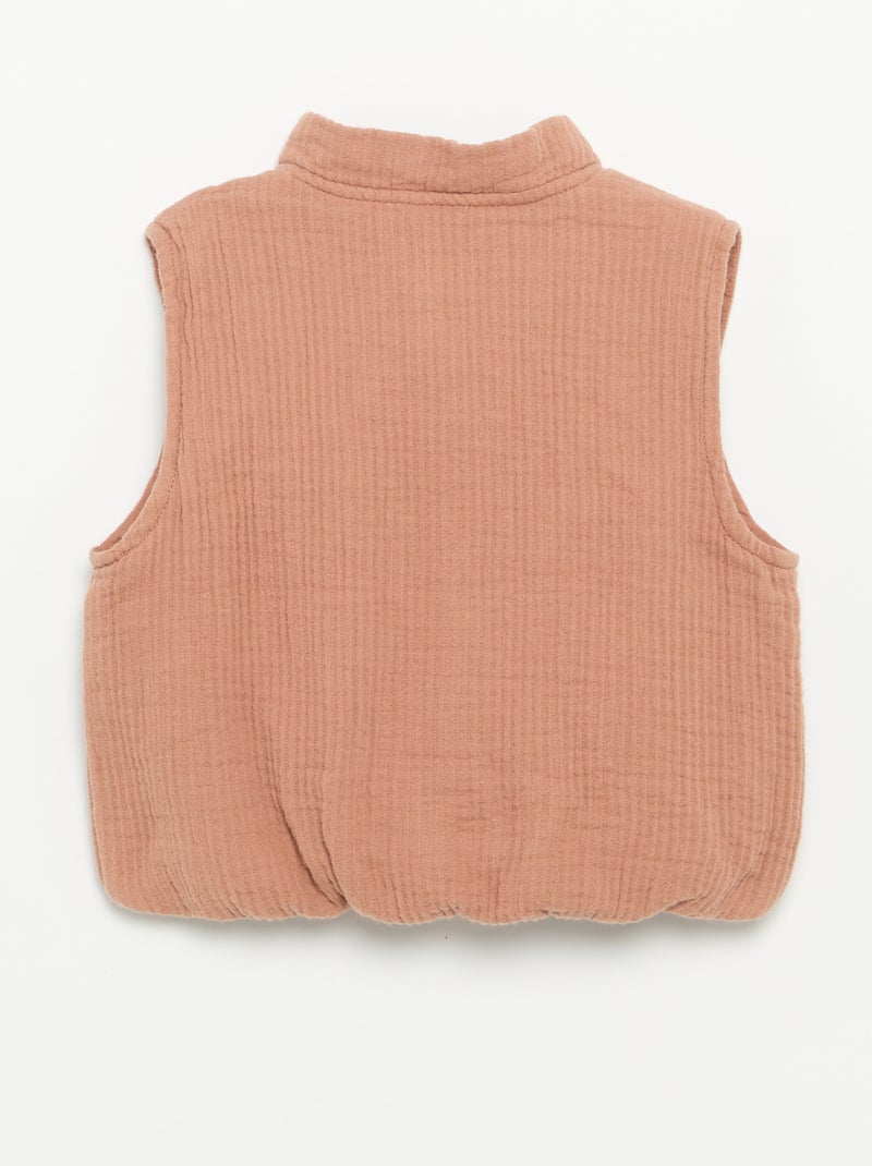 Gilet sans manches en double gaze de coton Marron - Kiabi