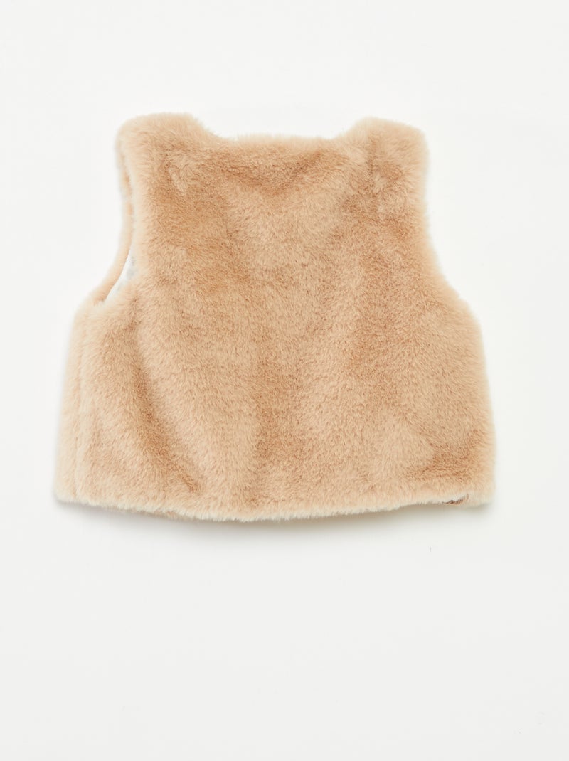 Gilet sans manches en fausse fourrure Beige - Kiabi