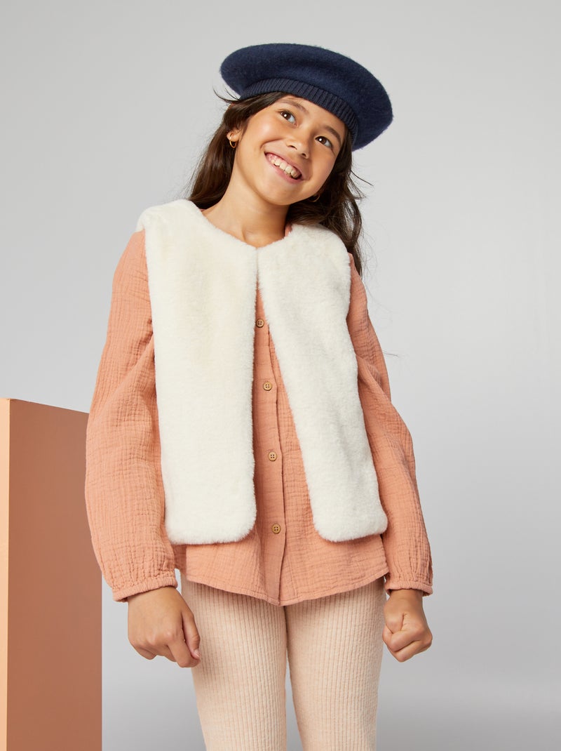 Gilet sans manches en fausse fourrure - Blanc - Kiabi - 12.00�?�