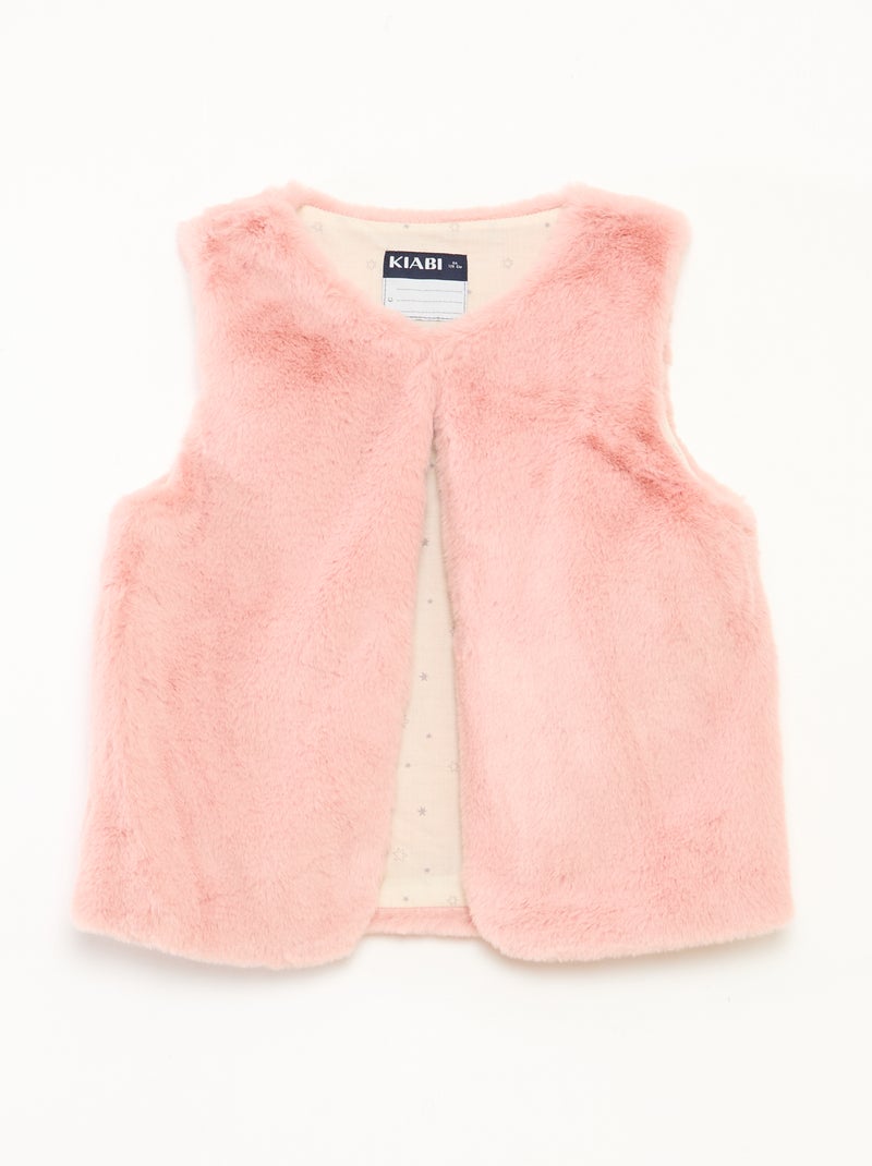 Gilet Sans Manches Bébé Fille - Fourrure Rose, Taille 6 Mois, Monoprix Noël, Neuf Avec étiquettes