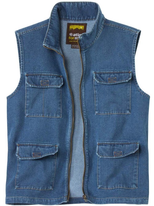 Gilet Sans Manches en Jean   - ATLAS FOR MEN - Kiabi