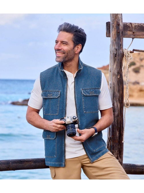 Gilet Sans Manches en Jean   - ATLAS FOR MEN - Kiabi