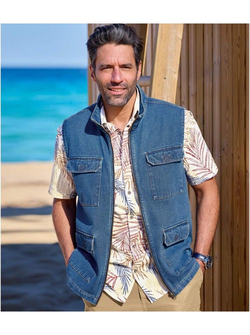 Gilet Sans Manches en Jean   - ATLAS FOR MEN - Kiabi