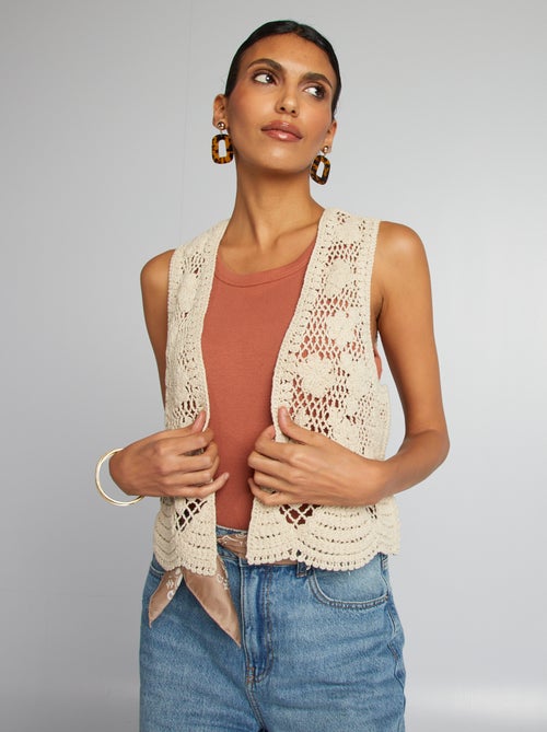 Gilet sans manches en macramé - Kiabi