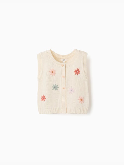 Gilet sans manches en maille avec broderie florale - Kiabi Gilet sans manches en maille avec broderie florale - Kiabi