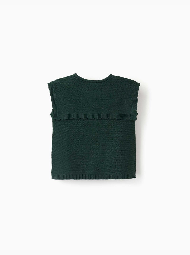 Gilet sans manches en maille avec détails torsadés b&s Vert foncé - Kiabi