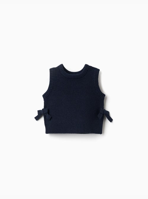 Gilet sans manches en maille avec nœuds sur les côtés - Kiabi