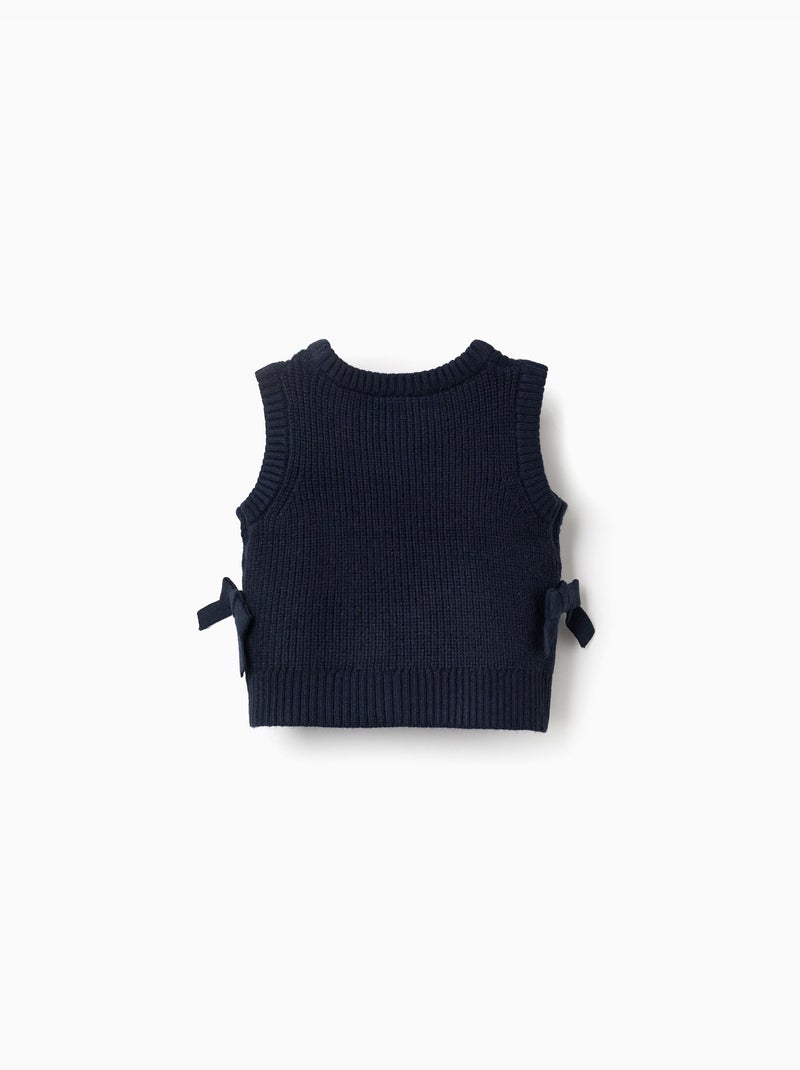Gilet sans manches en maille avec nœuds sur les côtés Bleu foncé - Kiabi