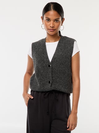 Gilet sans manches en maille douce et chaude