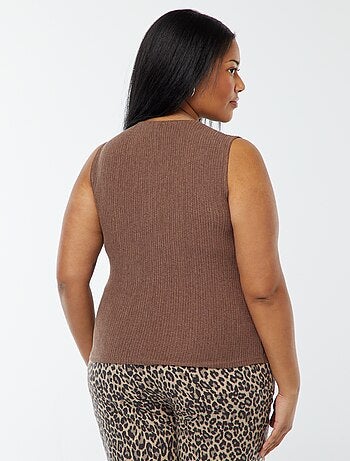 Gilet sans manches en maille gaufrée