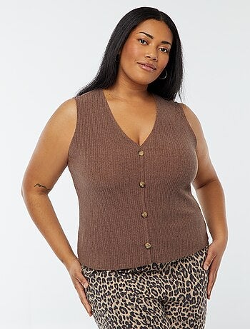 Gilet sans manches en maille gaufrée