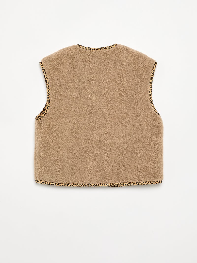 Gilet sans manches en moumoute Beige - Kiabi
