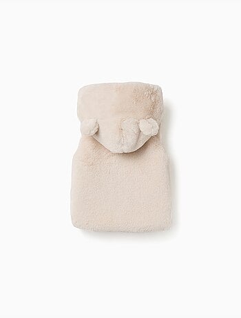 Gilet sans manches en peluche douce synthétique à capuche