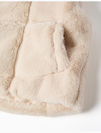 Gilet sans manches en peluche douce synthétique à capuche