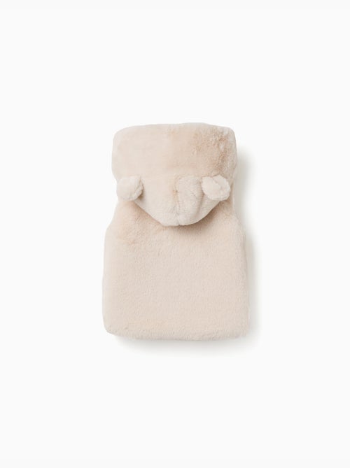 Gilet sans manches en peluche douce synthétique à capuche - Kiabi