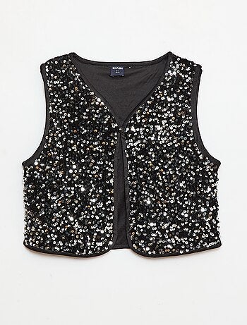 Gilet sans manches en velours avec sequins