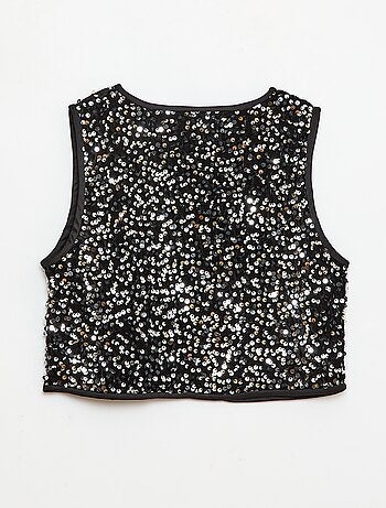 Gilet sans manches en velours avec sequins