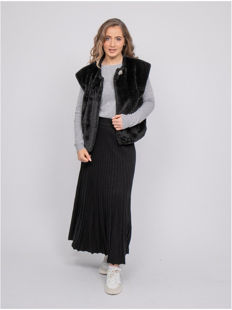 Gilet sans manches fausse fourrure ulla Noir - Kiabi