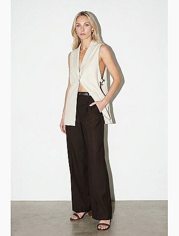 Gilet sans manches femme uni à col châle dilvin