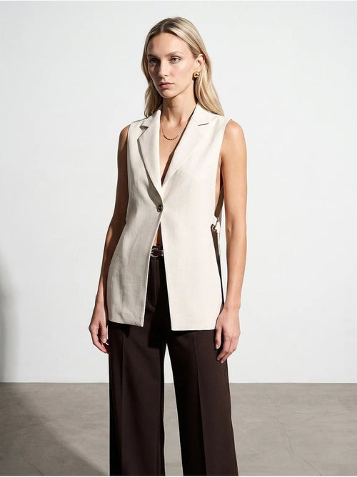 Gilet sans manches femme uni à col châle dilvin - Kiabi Gilet sans manches femme uni à col châle dilvin - Kiabi