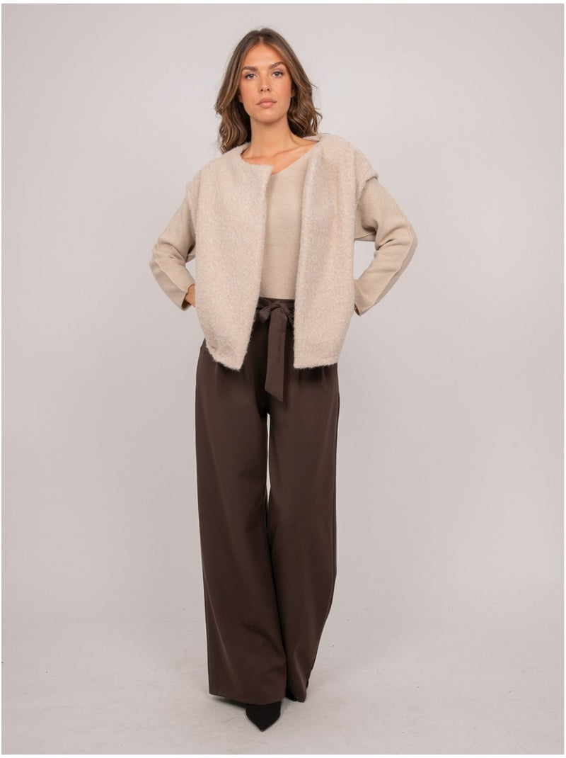 Gilet sans manches maille bouclée ujara Beige - Kiabi
