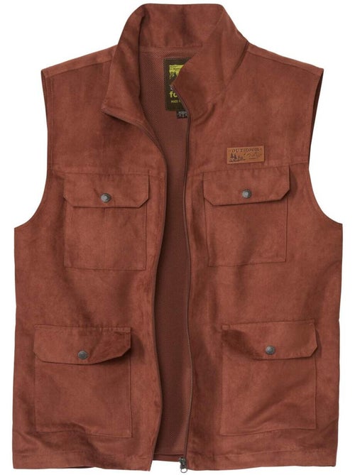 Gilet sans manches multipoche en suédine   - atlas for men - Kiabi