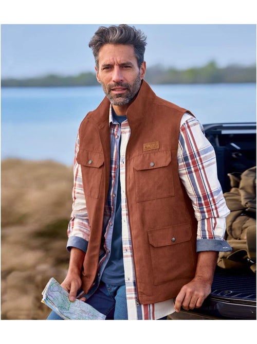 Gilet sans manches multipoche en suédine   - atlas for men - Kiabi