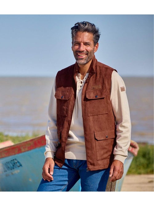 Gilet sans manches multipoche en suédine   - atlas for men - Kiabi