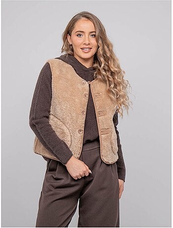 Gilet sans manches réversible effet peau lainée upokia