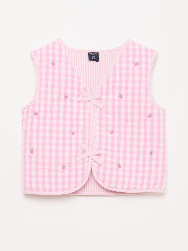 Gilet sans manches réversible en popeline Rose - Kiabi