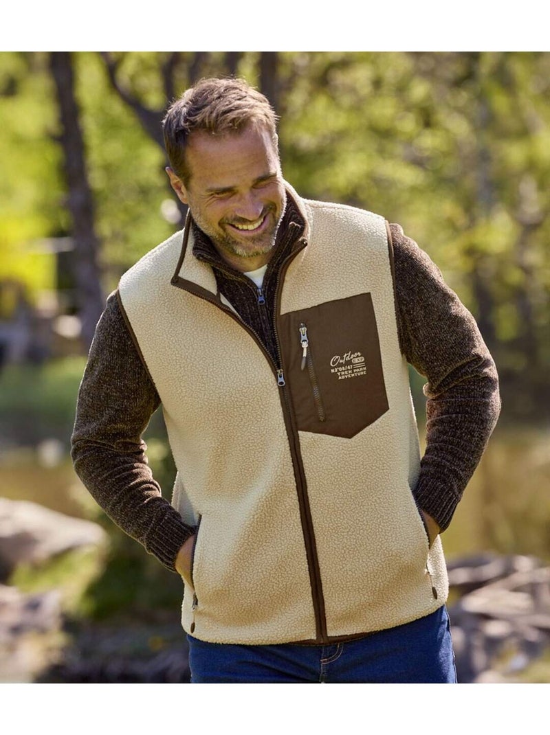 Gilet sans manches sherpa   - atlas for men Beige - Kiabi