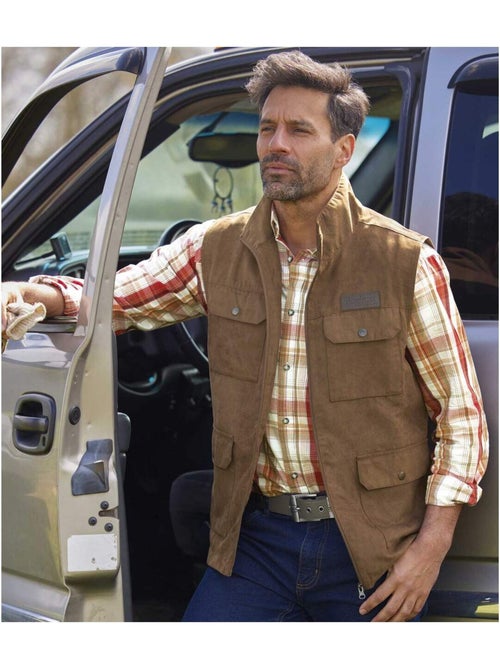 Gilet Sans Manches Suédine doublure Filet Aventure  - ATLAS FOR MEN - Kiabi