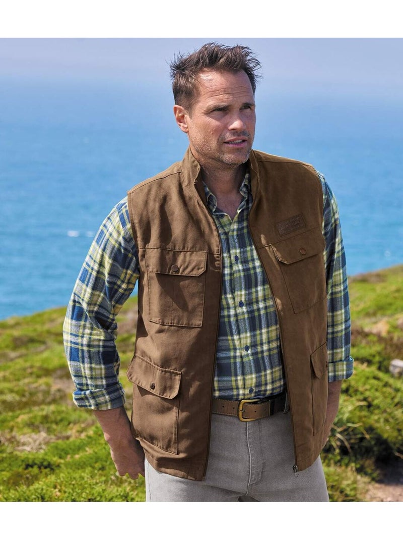 Gilet sans manches suédine doublure filet aventure  - atlas for men Marron - Kiabi