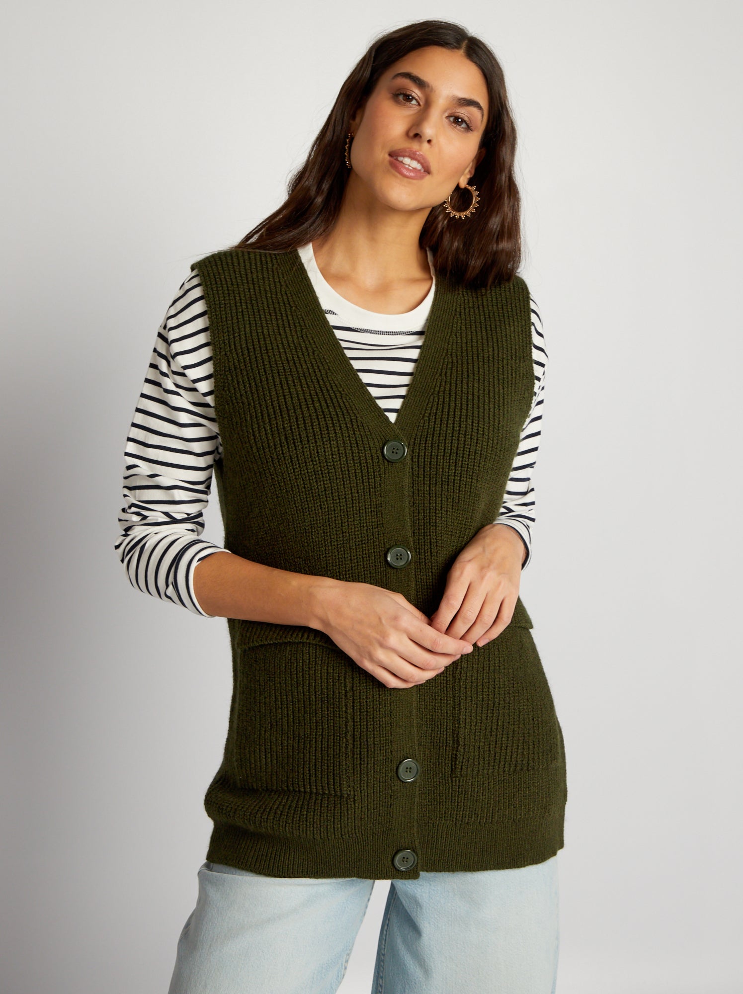 Gilet vert femme kiabi