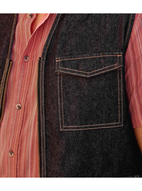 Gilet Sans Manches Zippé en Jean   - ATLAS FOR MEN - Kiabi