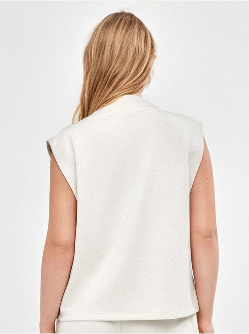 Gilet sportif double doux avec fermeture éclair frontale en couleur beige - Kiabi