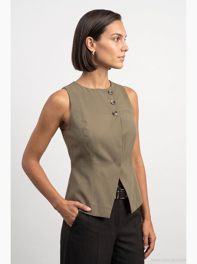 Gilet tailleur ajusté dilvin Kaki - Kiabi
