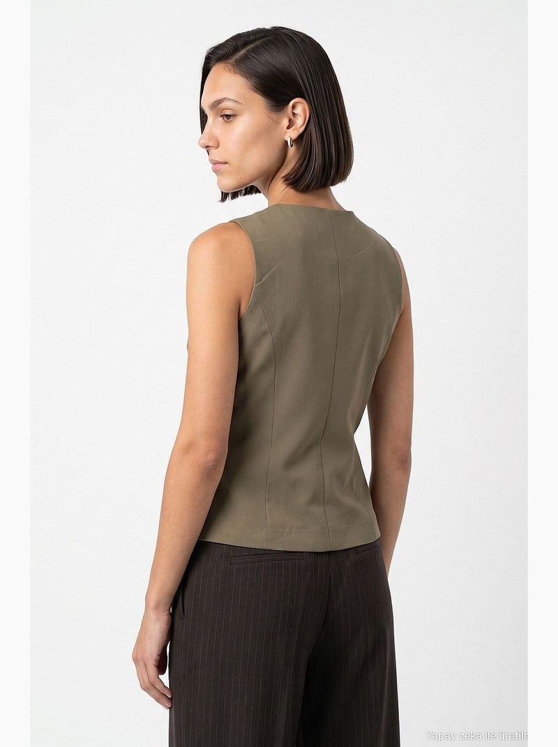 Gilet tailleur ajusté dilvin Kaki - Kiabi