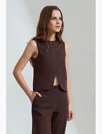 Gilet tissé rayé à boutons dilvin